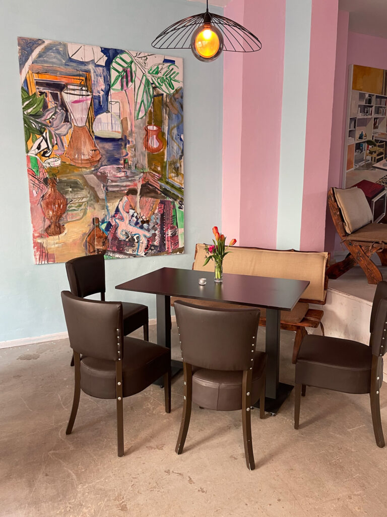 Café Rosa, Leipzig, 2023, 
permanent wallpainting,
co-creation of the café and solo exhibition