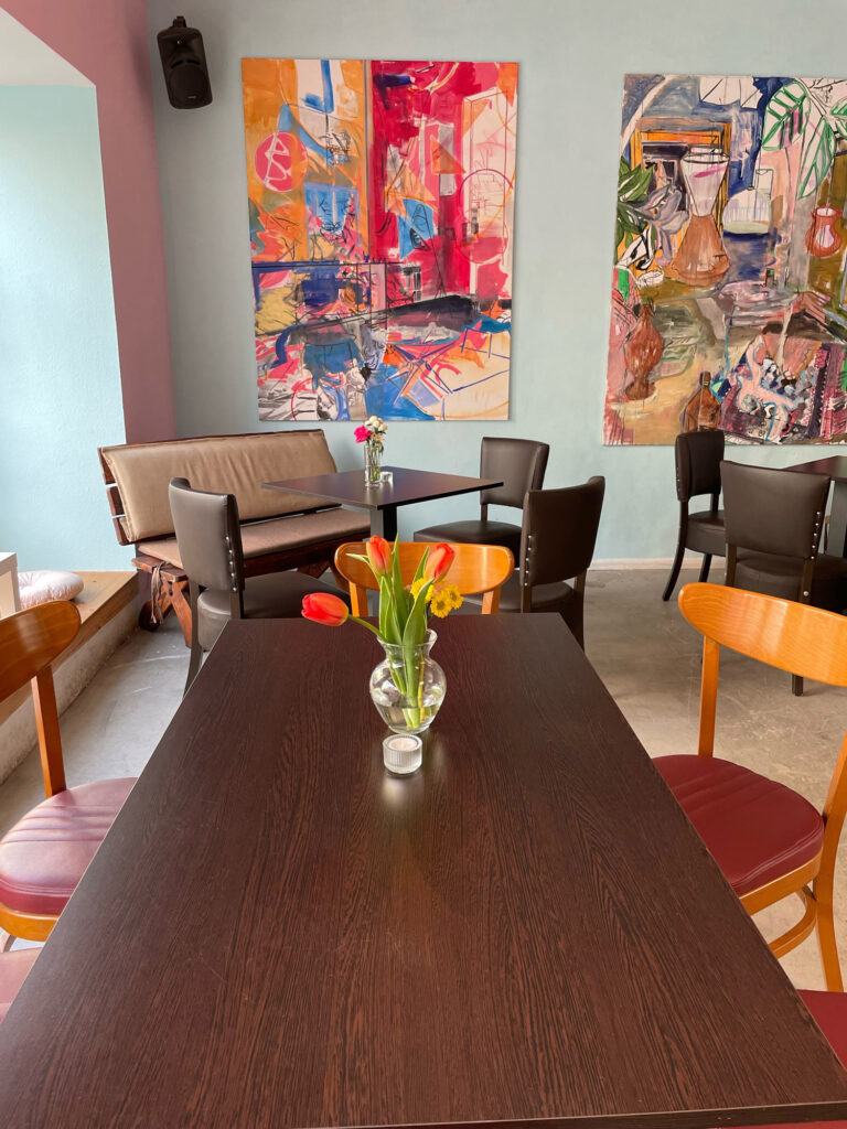 Café Rosa, Leipzig, 2023, 
permanent wallpainting,
co-creation of the café and solo exhibition